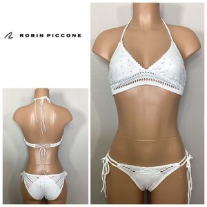 New. Robin Piccone white crochet bikini set. XS. Retails $198
